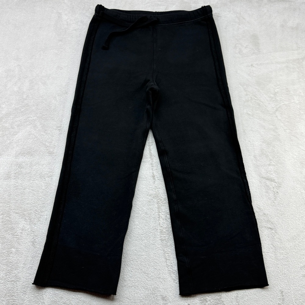 Frank & Eileen Catherine Favorite Sweatpants Women L Black Cropped Wide Leg Cali